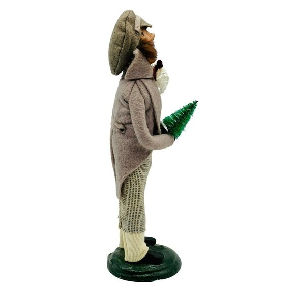 Byers Choice Man with Small Tree Tan Jacket Hat Checked Pants 1985 Bumpy Base - Picture 5 of 11